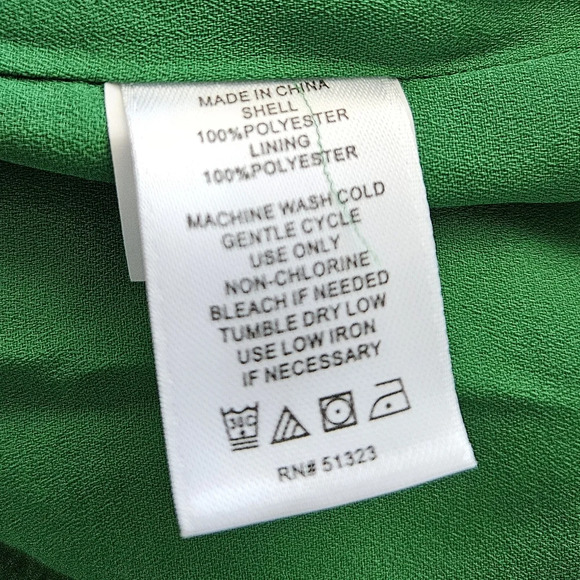 CeCe Womens Top Sz S Green Swiss Clip Dot Mock Neck Ruffles Teacher Career - Picture 11 of 12